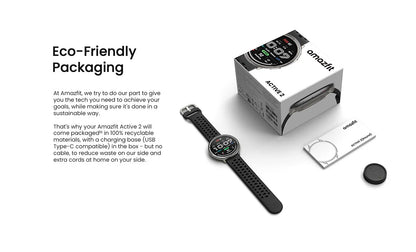 Original Amazfit Active 2 Round Smart Watch 10-day Battery Life Smartwatch For IOS phone Android