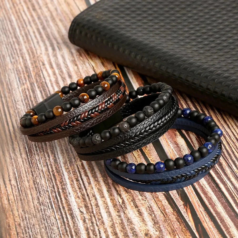 Tiger Eye Leather Wrap Bracelet