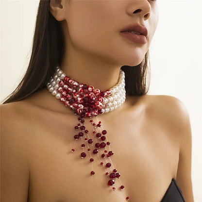Gothic Pearl Tassel Necklace