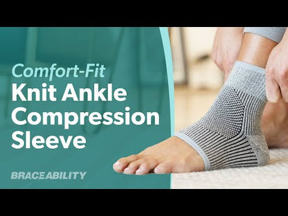 Comfort Knit Ankle Compression Sleeve - Soft Foot Brace for Swelling, Plantar Fasciitis, Tendonitis, Arthritis Pain Relief (1 Sleeve)