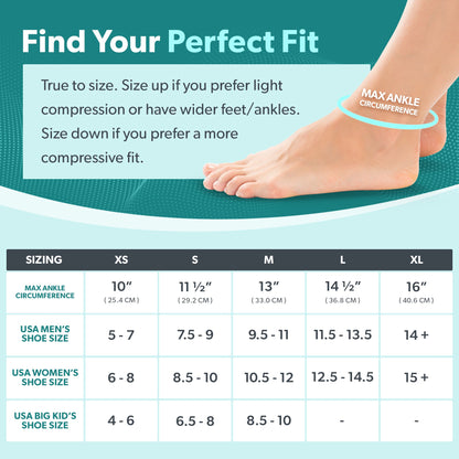 Ankle Compression Socks - Foot Support Sleeves for Plantar Fasciitis, Tendonitis, Arthritis, Ankle Sprains (1 Pair)